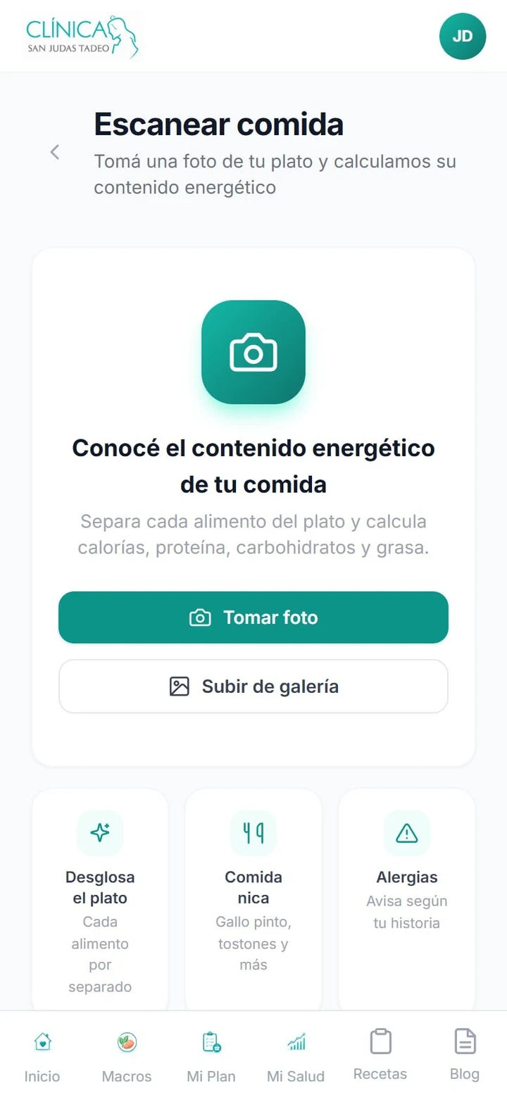 Escanear comida: foto del plato para calcular su contenido
