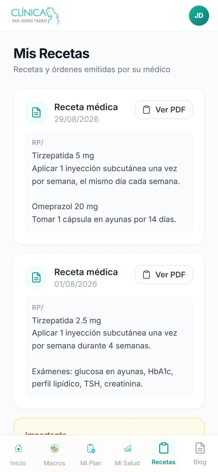 Recetas y órdenes emitidas por el médico